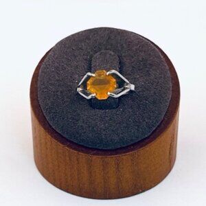 Vintage 925 Sterling Silver Citrine Ring Size 4.75 Estate Jewelry